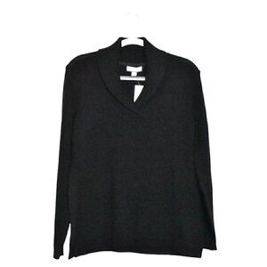 Charter Club Core Cotton Essential Long Sleeve Preppy Sweater Black Size M